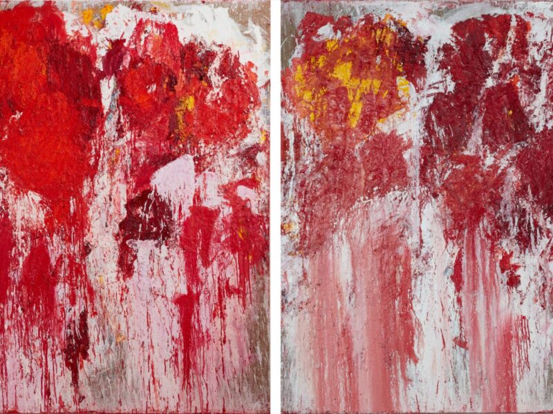 With the Crimson word & With the Crimson word I, 2022, oil on Belgian linen, both 206 x 160cm