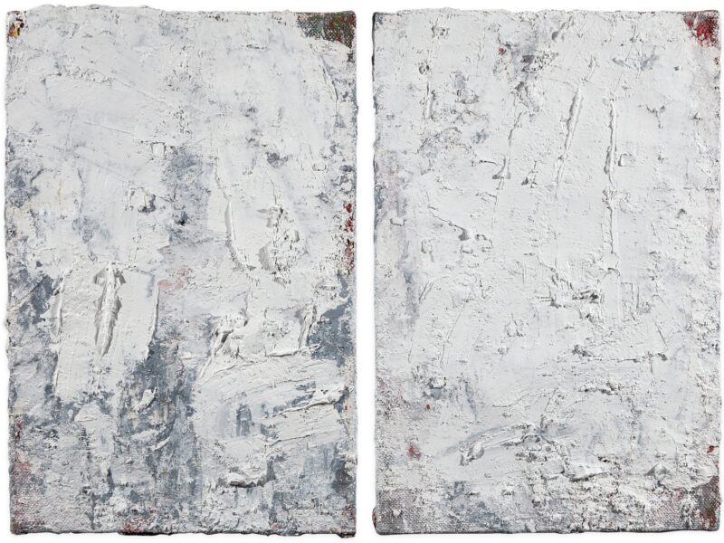 Aida Tomescu, Argint I & II, 2018, oil and silver pigment on Belgian linen, 60 x 40cm ea.