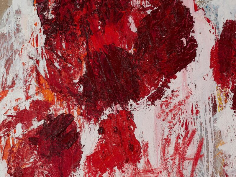 The ear in the river and the prayer in the stone (detail), 2022, triptych, oil on Belgian linen, 206 x 480cm