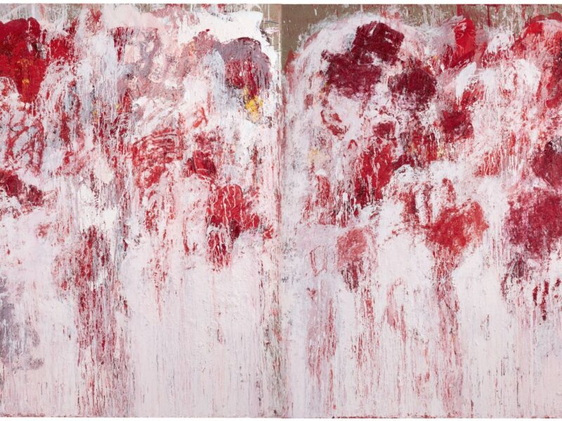 With the Crimson word I, 2023, diptych, oil on Belgian linen, 206 x 320cm