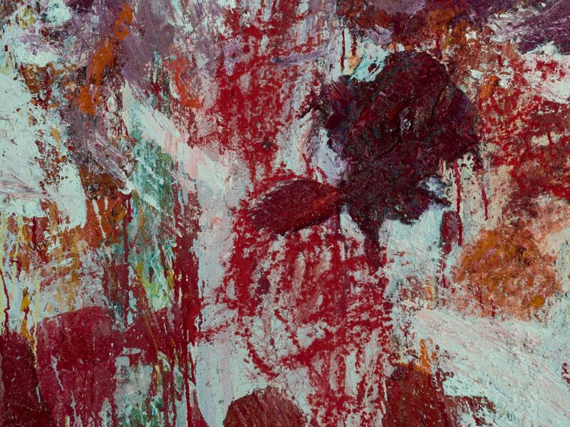 With the Crimson word II (detail), 2023, oil on Belgian linen, 200 x 153cm