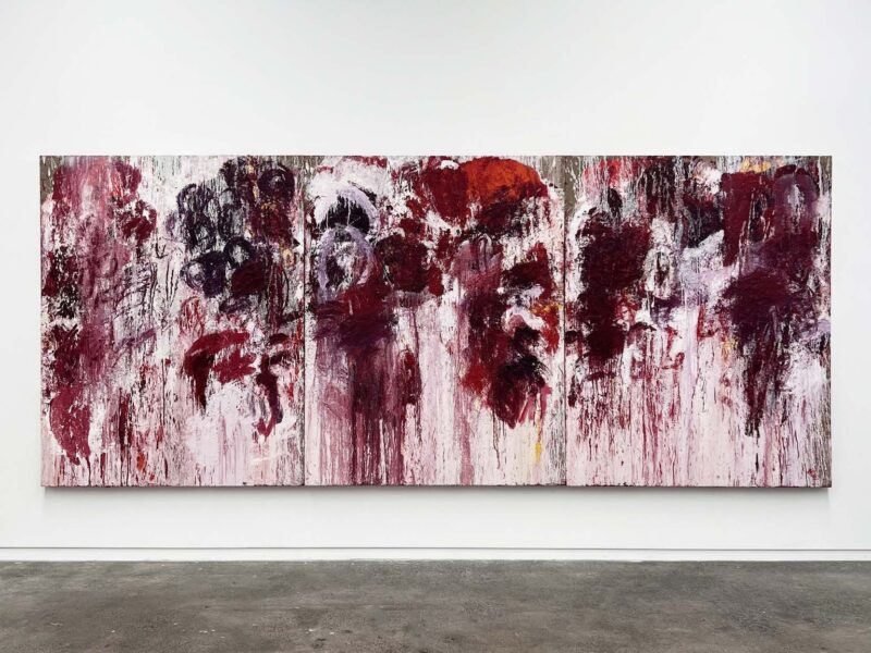 Aida Tomescu and Colin McCahon, A long thread of attention, Fox Jensen McCrory, Auckland 2026 — installation view with Violetta triptych